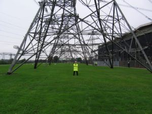 400kV steel lattice towers at West Burton UK